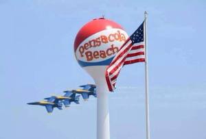 flag blue angel pcola beach sign